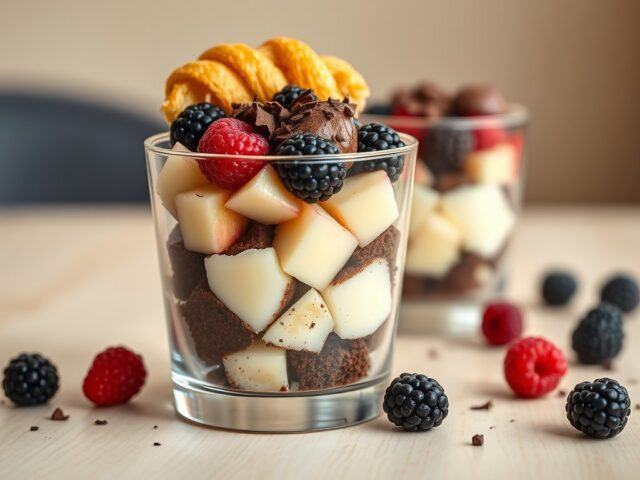 Vruchten(d)roomtoetje met chocoladecake