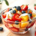 Vruchtengelatine met yoghurtsaus