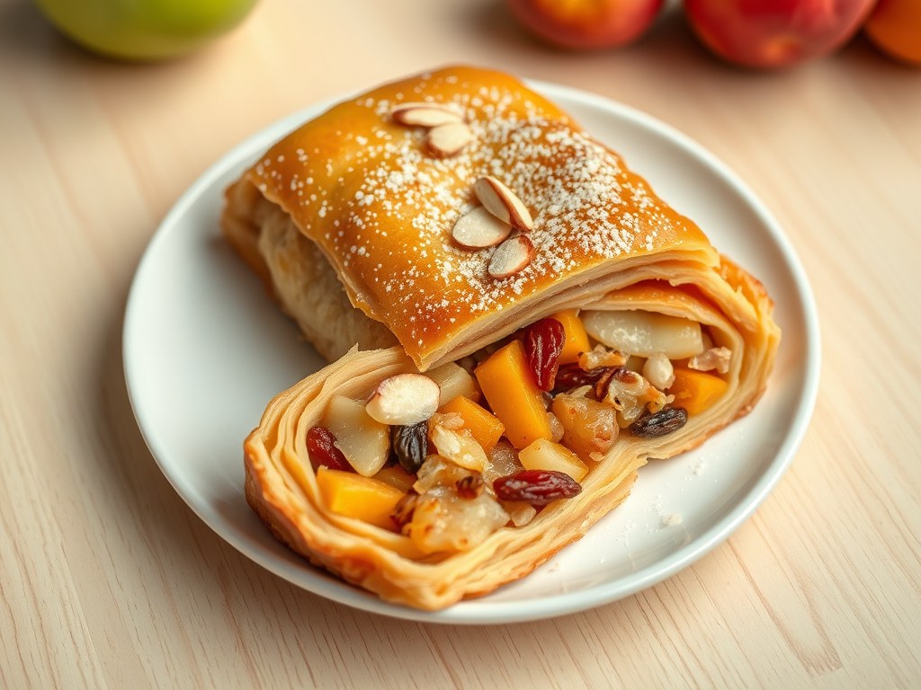 Vruchtenstrudel, AI-gegenereerde illustratie