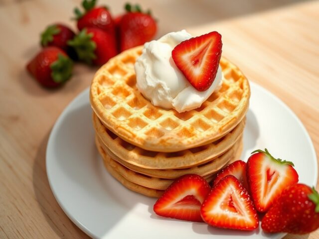 Wafeltjes met citroensorbetijs en mascarpone