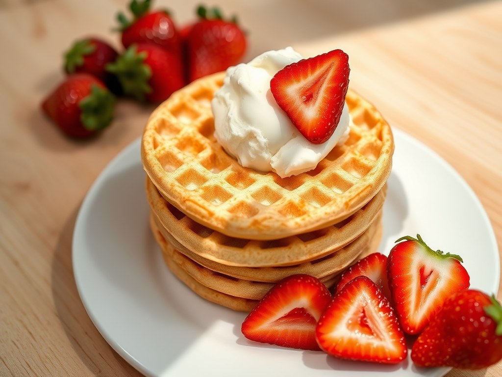 Wafeltjes met citroensorbetijs en mascarpone, AI-gegenereerde illustratie