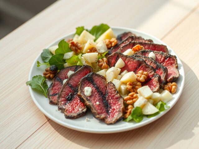 Waldorfsalade met gegrild rundvlees