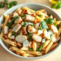 Warm pastaslaatje met kip