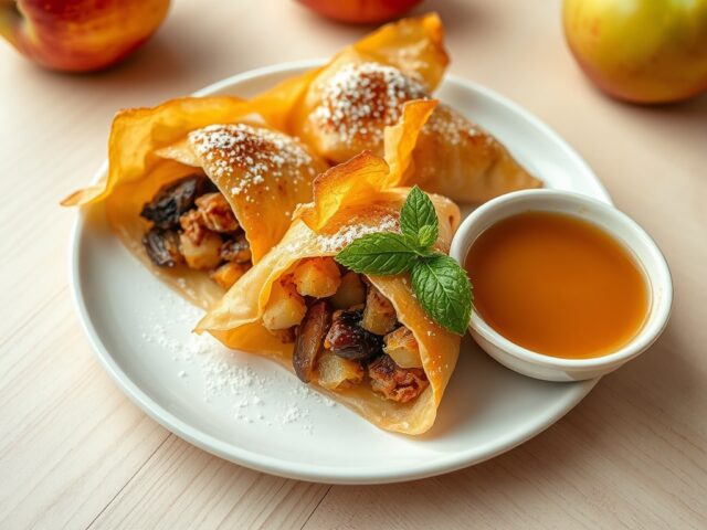 Warme appelpakketjes met appelsaus