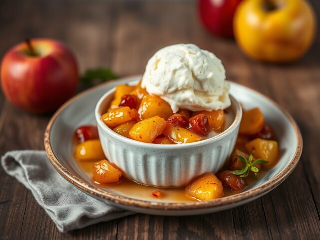 Warme appelslof met ijs