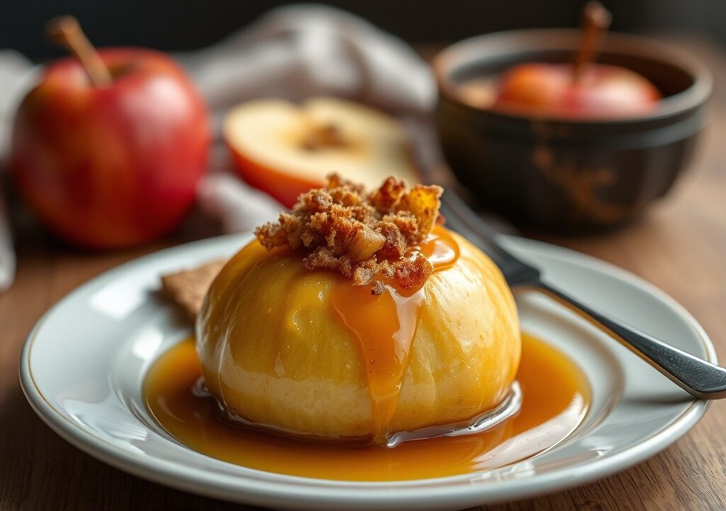 Warme appeltjes in Calvados, AI-gegenereerde illustratie