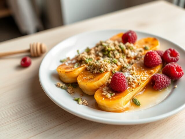 Warme bananen met pistache-kruimellaag(zie opm)