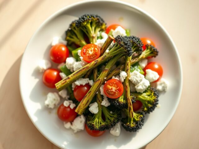 Warme BIMI met feta salade