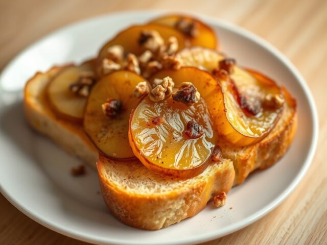 Warme brioche met gebakken appel en peer