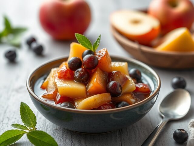 Warme fruitsalade — AI-gegenereerde illustratie