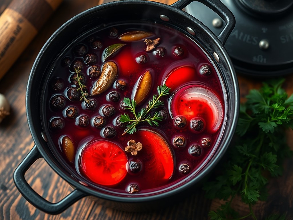 Warme marinade voor groot wild, AI-gegenereerde illustratie