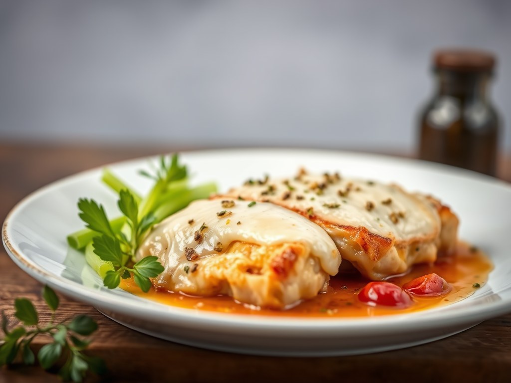 Warme pastei van kip met pistachenoten, AI-gegenereerde illustratie