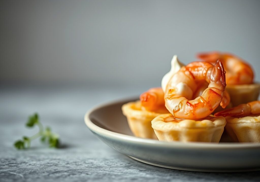 Warme pasteitjes met garnalen, AI-gegenereerde illustratie