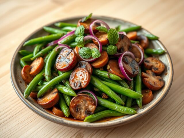 Warme salade met tuinbonen en chorizo