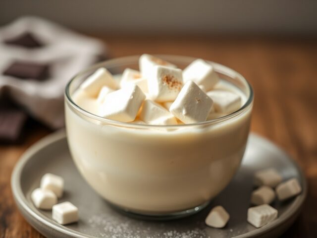 Warme witte chocolademelk met kruidige kardemomsla — AI-gegenereerde illustratie