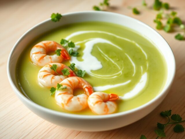 Waterkerssoep met gambas