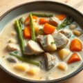 Waterzooi met parelhoen en asperges