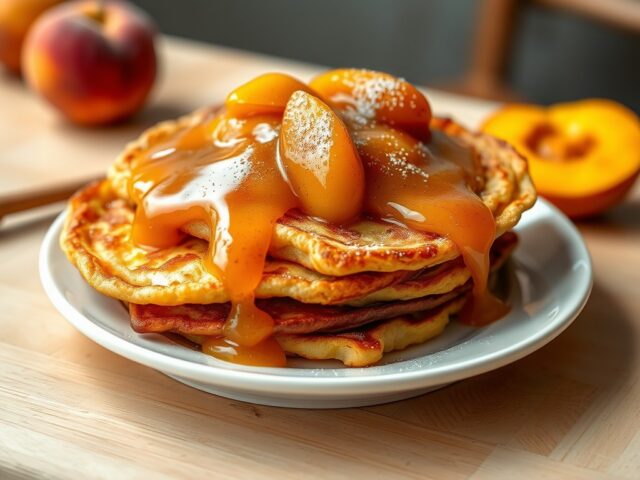Wentelteefje van brioche met perzikcompote