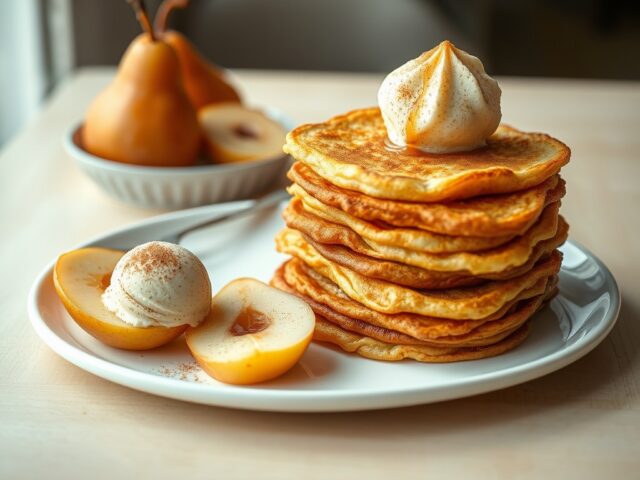 Wentelteefjes met peertjes en karamel-speculaasijs
