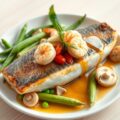 Wilde zeeforel met garnaaltjes en beurre noisette