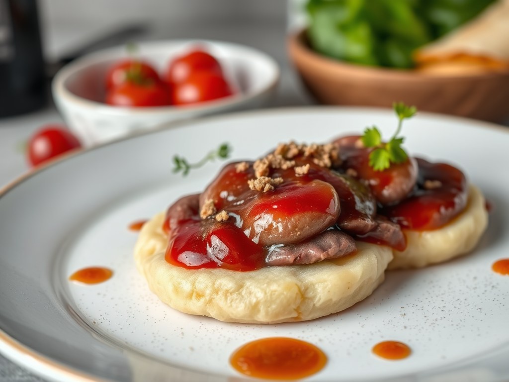 Wildpastei op pluksla met cumberland saus, AI-gegenereerde illustratie