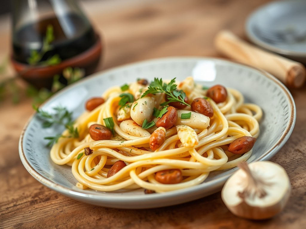 Wildzwijn medaillons met gesuikerde knoflook, parp, AI-gegenereerde illustratie