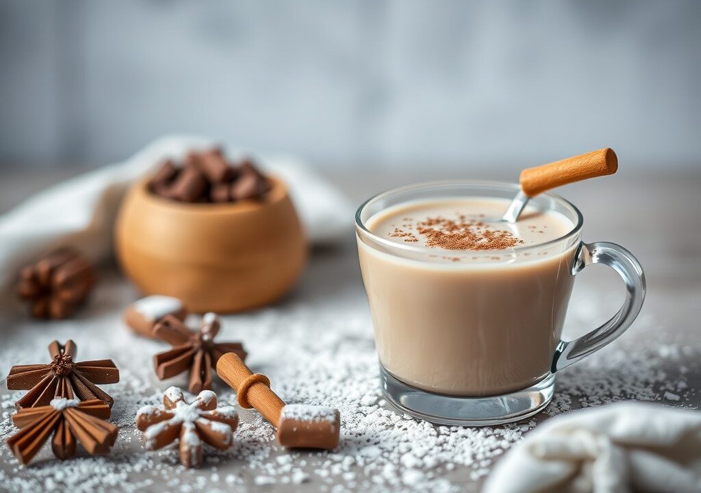 Winter chocolademelk, AI-gegenereerde illustratie