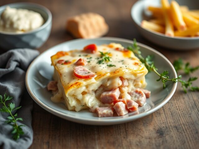 Witlofgratin met ham en kaassaus