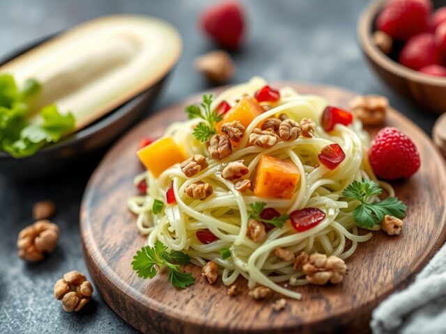 Witlofsalade met ananas en walnoten — AI-gegenereerde illustratie