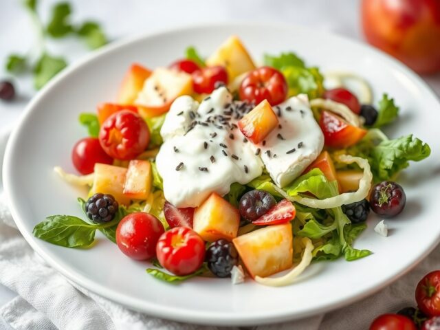 Witlofsalade met fruit en kaas — AI-gegenereerde illustratie