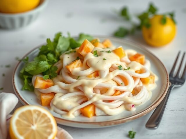 Witlofsalade met mandarijnmayonaise — AI-gegenereerde illustratie