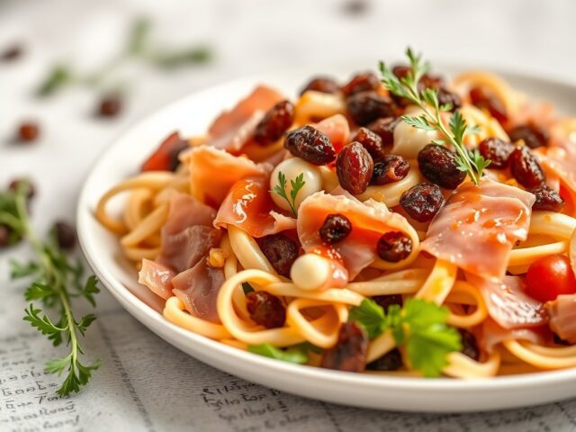 Witlofsalade met parmaham en rozijntjes