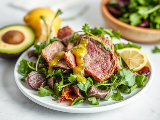 Witlofsalade met rosbief en citroenvinaigrette