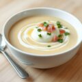 Witlofsoep met prei, knoflook, room en ei