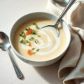 Witlofvelouté met gerookte geuldal forel