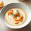 Witloofroomsoep met gerookte zalm