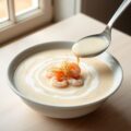 Witloofroomsoep met noordzeegarnalen