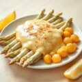 Witte asperges in een Hollandaise saus