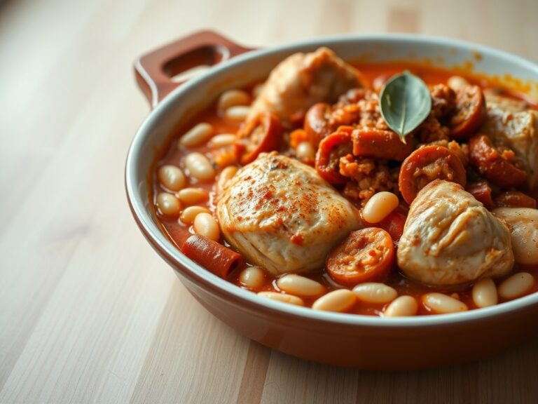 Witte Bonen Casserole met Kip en Chorizo