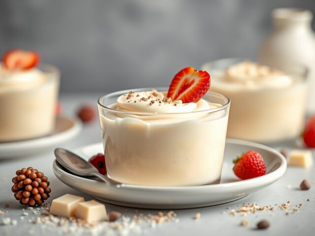 Witte chocolademousse — AI-gegenereerde illustratie