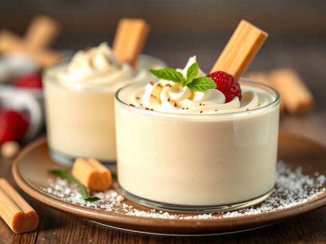 Witte chocolademousse — AI-gegenereerde illustratie