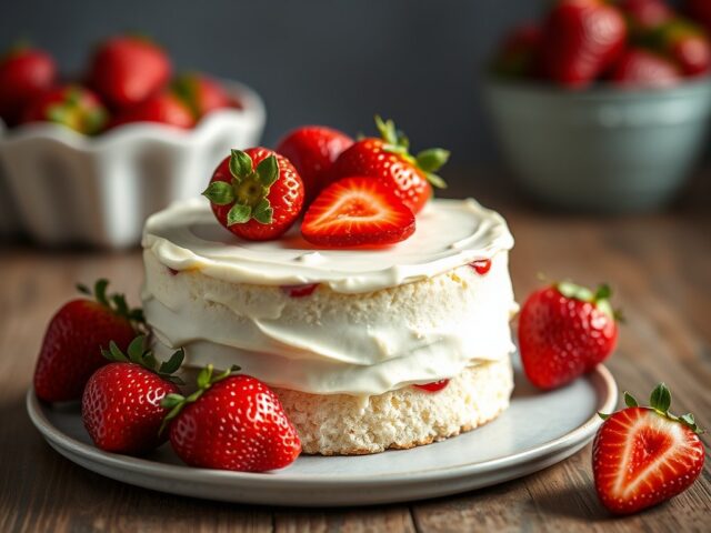 Witte chocoladetaart met aardbeien