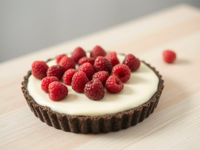 Witte-chocoladetaart met frambozen