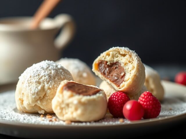 Witte chocoladetruffels met koffiecremevulling — AI-gegenereerde illustratie