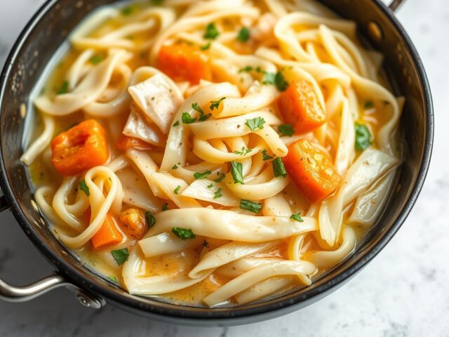 Witte koolsoep met pasta
