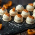 Witte pralines met chocola en abrikozen