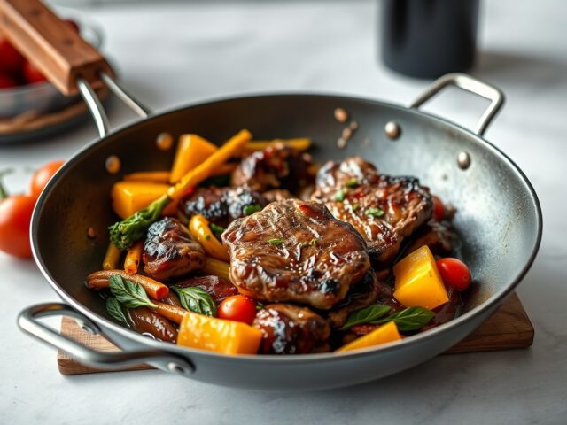 Wok met biefstuk en groenten