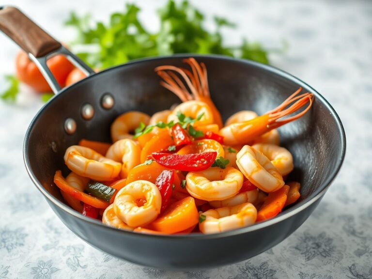 Wok met scampi’s