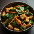 Wok van spinazie en Quorn op Japanse wijze