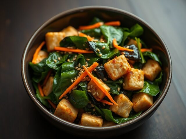 Wok van spinazie en Quorn op Japanse wijze